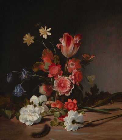 Stillleben mit einem Blumenstrauß in Entstehung von Dirck de Bray